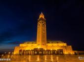 摩洛哥哈桑二世清真寺旅游攻略 之 清真寺的夜景