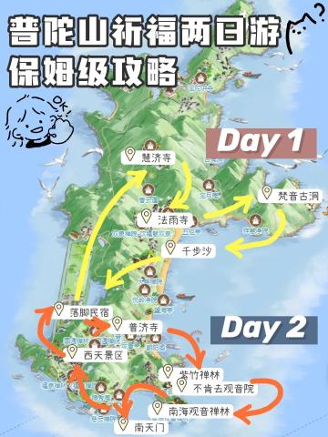 普陀山祈福两日游 | 手绘路线开启禅意之旅